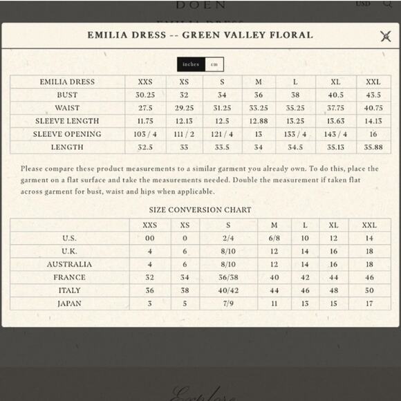 Doen Emilia Cotton V Neck Tie Short Puff Sleeve Mini Dress Green Valley Floral - Picture 16 of 16